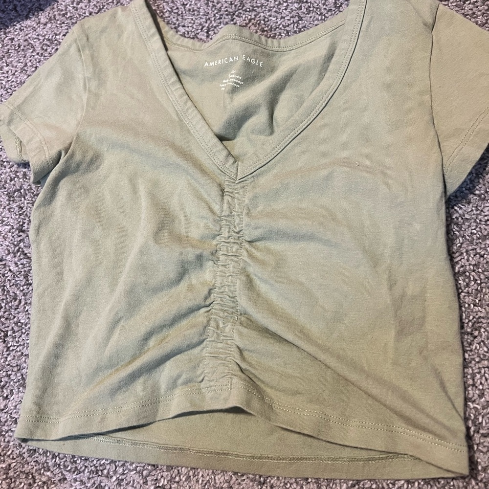 Green American Eagle Cropped Tee